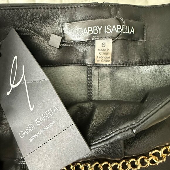 Gabby Isabella Black Faux Leather Pants With Chain Accent - Size S - Picture 3 of 10